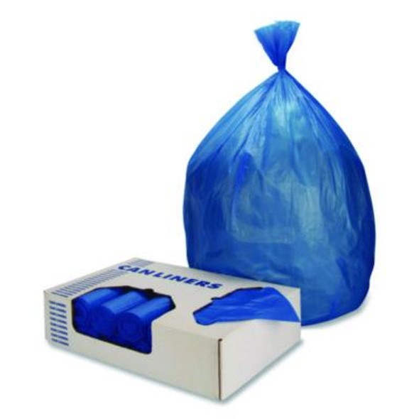 Healthcare Pre-Printed High-Density Can Liners, Soiled Linen, 45 Gal, 18 Mic, 40" x 48", Blue, Flat Pack, 200/Carton