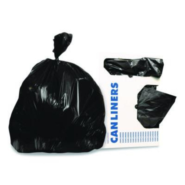 Linear Low-Density Can Liners, 45 Gal, 4 Mil, 40" x 46", Black, Flat Pack, 50/Carton