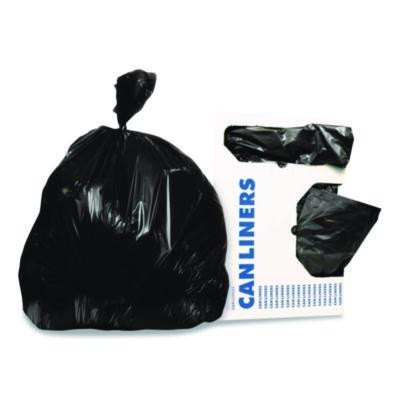 Linear Low-Density Can Liners, 45 Gal, 4 Mil, 40" x 46", Black, Flat Pack, 50/Carton