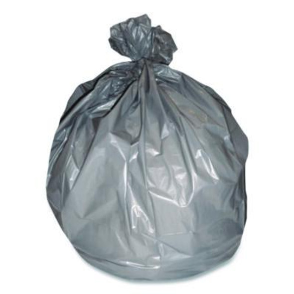 Linear Low-Density Can Liners, 45 Gal, 1.1 Mil, 40" x 46", Gray, Flat Pack, 125/Carton