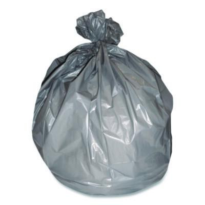 Linear Low-Density Can Liners, 45 Gal, 1.1 Mil, 40" x 46", Gray, Flat Pack, 125/Carton