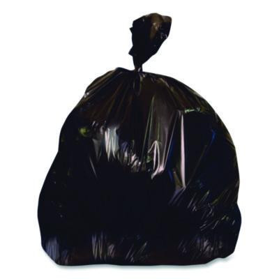 Low Density Can Liners, 60 Gal, 1.7 Mil, 38" x 58", Black, Flat Pack, 100/Carton