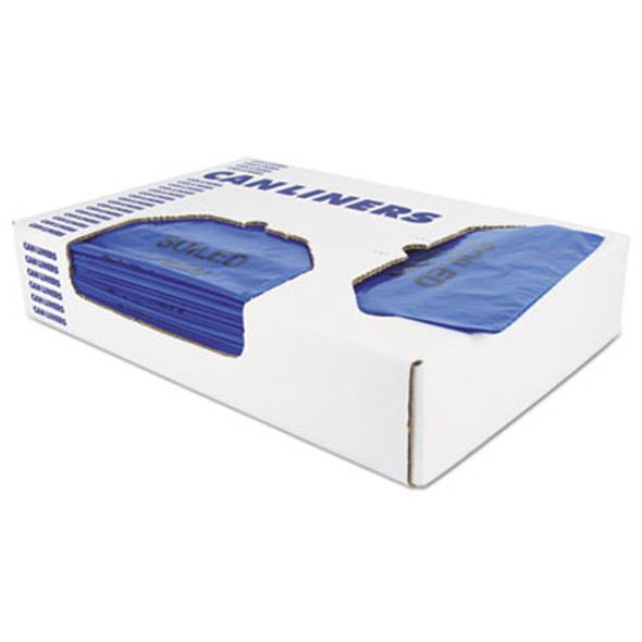 Linear Low-Density Can Liners For Recyclable Waste, 45 Gal, 1.3 Mil, 40" x 46", Blue, Flat Pack, 100/Carton