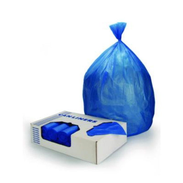 Linear Low-Density Can Liners For Recyclable Waste, 45 Gal, 1.3 Mil, 40" x 46", Blue, Flat Pack, 100/Carton
