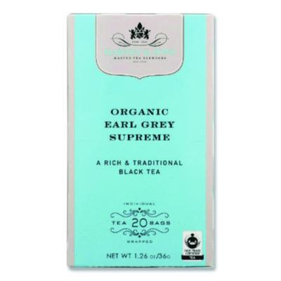 Premium Tea, Organic Earl Grey Supreme Black Tea, Individually Wrapped Tea Bags, 20/Box