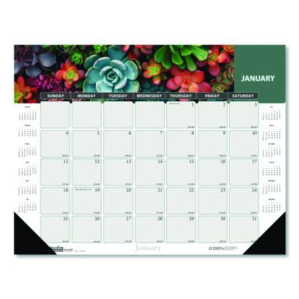 Recycled Succulent And Cacti Desk Pad Calendar, 17 x 22, Multicolor Sheets, Black Corners, 12-Month (Jan To Dec): 2026