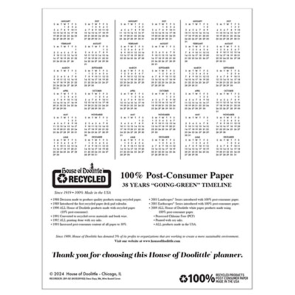 100% Recycled Deco Days Monthly Planner, 11 x 8.5, Black/Gold Cover, 12-Month (Jan To Dec): 2026