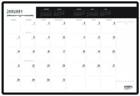 100% Recycled Deco Days Monthly Planner, 11 x 8.5, Black/Gold Cover, 12-Month (Jan To Dec): 2026