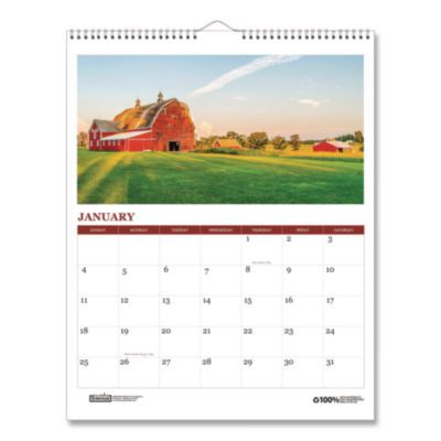100% Recycled Farm Life Wall Calendar, 11 x 14, White/Multicolor Sheets, 12-Month (Jan-Dec): 2026
