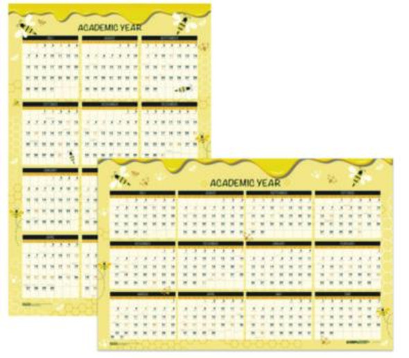 100% Recycled Academic Honeycomb Laminated Wall Calendar, 24 x 37, Tan/Yellow Sheets, 12-Month (July-June): 2024 To 2025