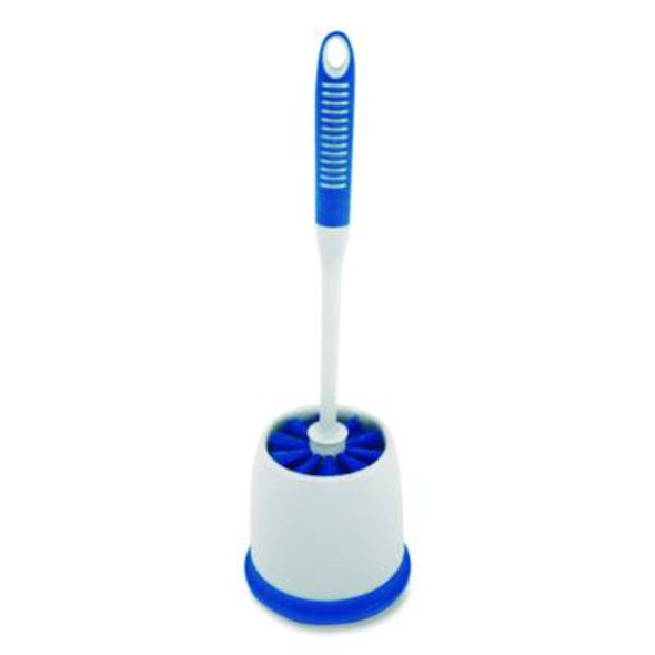 Toilet Bowl Brush And Caddy, Blue/Gray