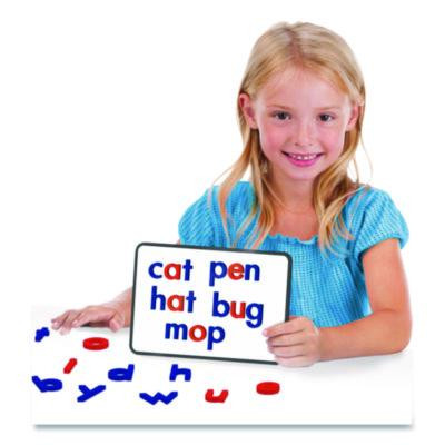 Rainbow Lowercase Letters, (2) Alphabet Sets, (2) Extra Vowel Sets, +/- 1.6" Tall, Blue Consonants, Red Vowels, 62 Pieces