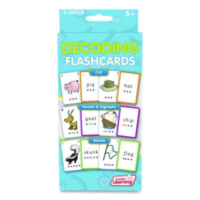 Decoding Flashcards: Blend Patterns, Cvc Words, Vowels/Digraphs, Grades K To 1, Assorted Colors, 54 Cards/Deck, 3 Decks