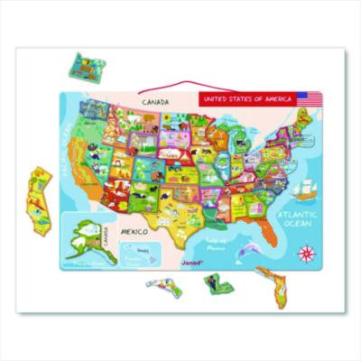 Cardboard United States Map Puzzle, Grades 2 To 7, 48 Pieces