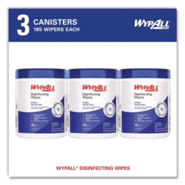 Disinfecting Wipes, 1-Ply, 5.16 x 8.5, Fresh Scent, White, 185 Sheets/Canister, 3 Canisters/Carton