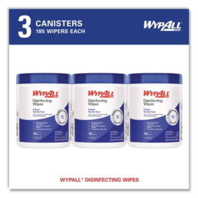 Disinfecting Wipes, 1-Ply, 5.16 x 8.5, Fresh Scent, White, 185 Sheets/Canister, 3 Canisters/Carton