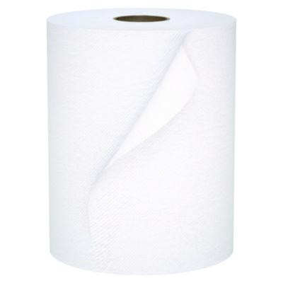 Universal 100% Recycled Fiber Hard Roll Paper Towels, 1-Ply, 8" x 800 Ft, White, 6 Rolls/Carton