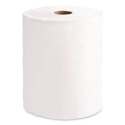 Universal 100% Recycled Fiber Hard Roll Paper Towels, 1-Ply, 8" x 800 Ft, White, 6 Rolls/Carton