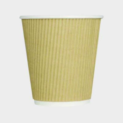 Ripple Hot Cups, 10 Oz, Paper, Kraft/White, 500/Carton