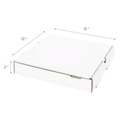 Corrugated Pizza Boxes, 12 x 12 x 1.97, White/Brown, 50/Carton
