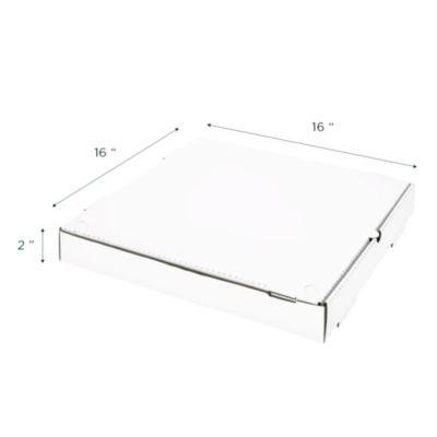 Corrugated Pizza Boxes, 16 x 16 x 1.97, White/Brown, 50/Carton