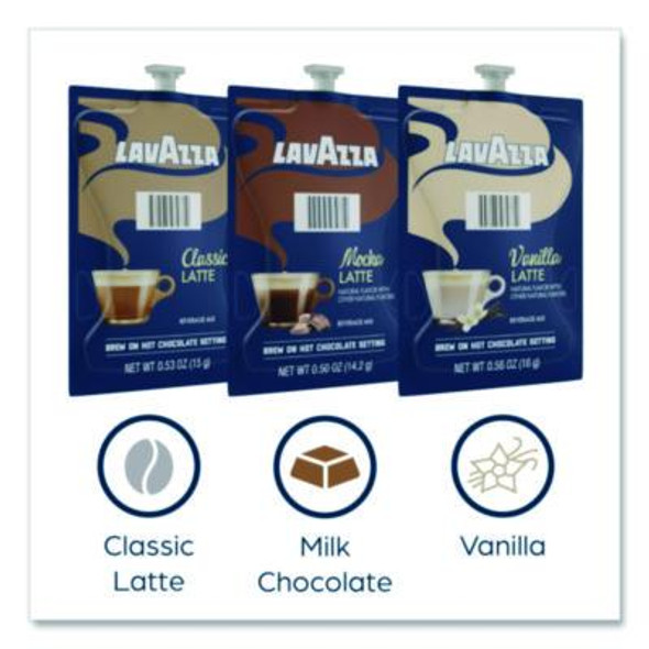 Latte Merchandiser Kit, Classic/Mocha/Vanilla Freshpacks, 54/Carton
