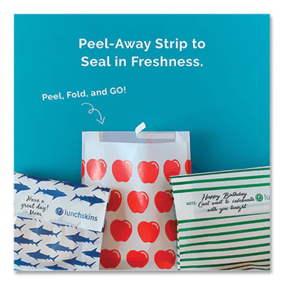 Peel And Seal Sandwich Bag With Closure Strip, 6.3" x 2" x 7.9", Red Apples/White, 50/Box