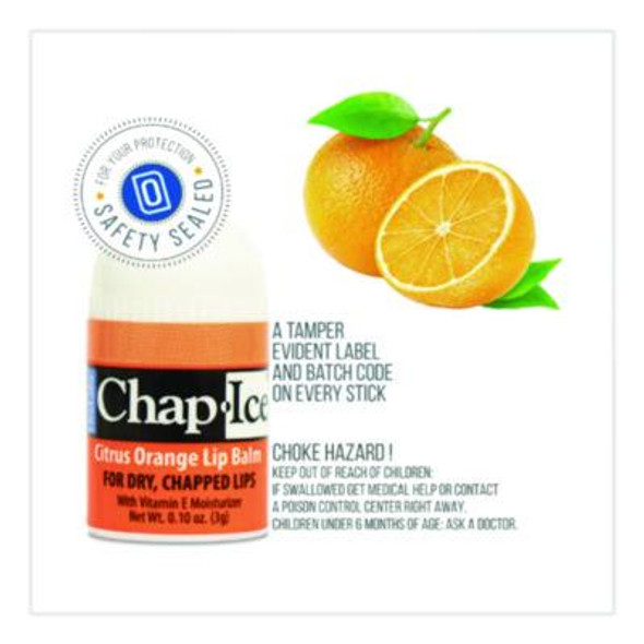 Lip Balm, Cherry/Kiwi/Orange Flavors, 1" Tube, 100/Box