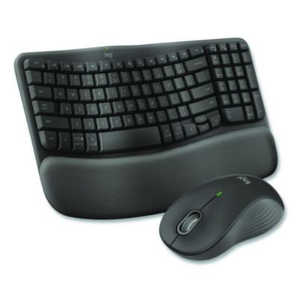 Wave Mk670 Wireless Ergonomic Keyboard And Signature M550L Mouse Combo, 2.4 Ghz, Frequency/33 Ft Wireless Range, Graphite