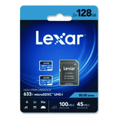 High Performance Blue Series Microsdxc Memory Card With Adapter, Uhs-I V30 U1 Class 10, 128 Gb, 2/Pack