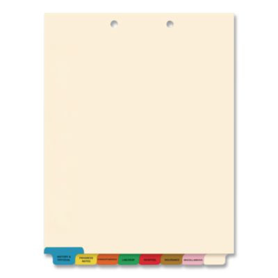 Top Tab Medical Chart Indexes, 8-Tab, Assorted Medical, 11 x 8.5, Manila, 50/Box