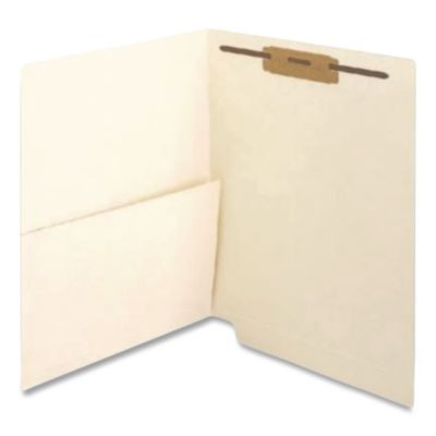 Slash Pocket End Tab Fastener Folders, Straight Tab, Expands 0.75", 1 Fastener, Letter Size, Manila, 250/Box