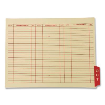 End Tab Out Cards, 12.25 x 9.5, Manila/Red, 100/Box