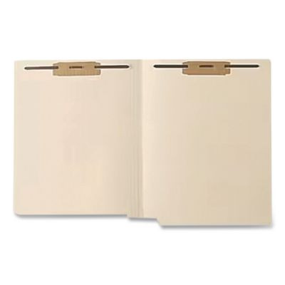 Heavy-Duty Poly-Reinforced End Tab Fastener Folders, Straight Tab, Expands 1", 2 Fasteners, Letter Size, Manila, 50/Box