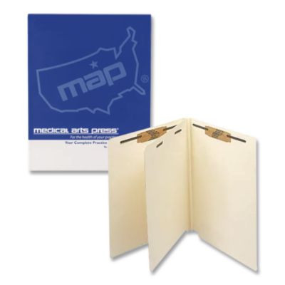 Heavy-Duty End Tab Classification Folders, Straight Tab, Expands 2", 1 Divider, 4 Fasteners, Letter Size, Manila, 25/Box