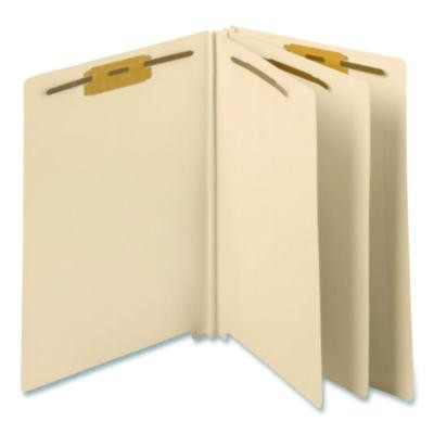 Heavy-Duty End Tab Classification Folders, Straight Tab, Expands 3", 2 Dividers, 6 Fasteners, Letter Size, Manila, 75/Box