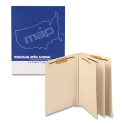 Heavy-Duty End Tab Classification Folders, Straight Tab, Expands 3", 2 Dividers, 6 Fasteners, Letter Size, Manila, 75/Box