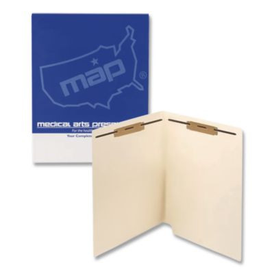 Heavy-Duty Top Tab Fastener Folders, 1/3-Cut Tab: Assorted, Expands 0.75", 2 Fasteners, Letter Size, Manila, 50/Box