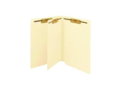 End Tab Classification Folders, Straight Tab, Expands 0.75", 1 Divider, 4 Fasteners, Letter Size, Manila, 200/Box