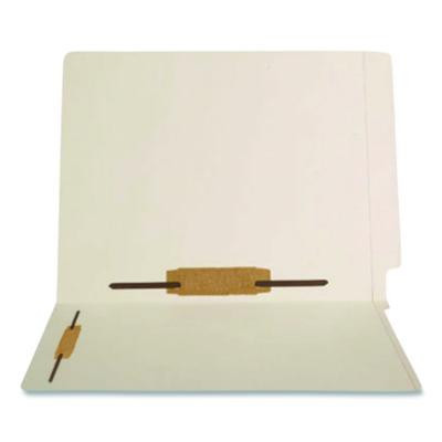 End Tab Fastener Folders, Straight Tab, Expands 0.75", 2 Vertical/Horizontal Fasteners, Letter Size, Manila, 250/Box