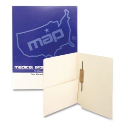 Slash Pocket End Tab Fastener Folders, Straight Tab, 1 Spine-Oriented Fastener, Letter Size, Manila, 50/Box