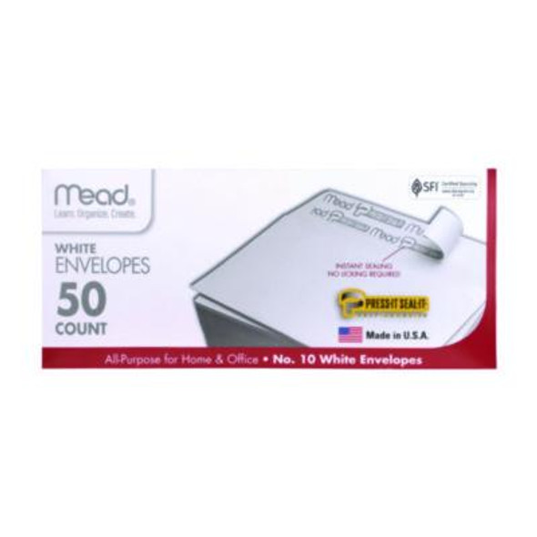 Press-It Seal-It Self-Adhesive Envelope, #10, Commercial Flap, Self-Adhesive Closure, 9.5 x 4.18, White, 50/Box