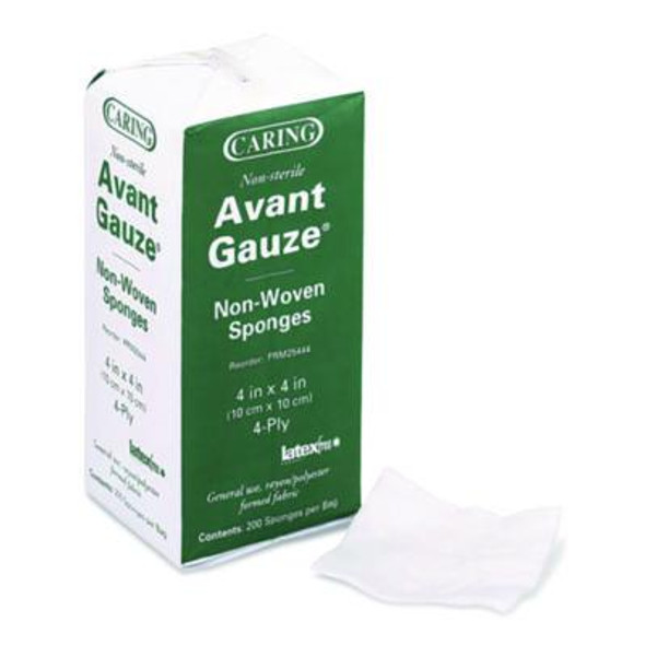 Non-Woven Gauze Sponges, Non-Sterile, 4-Ply, 4 x 4, 200/Box