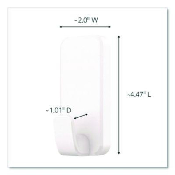 X-Large Utility Hook, Plastic, White, 10 Lb Capacity, 1 Hook And 4 Strips