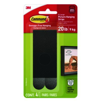 Damage-Free Hanging Picture Hanging Strip Pairs, Holds Up To 5 Lb, Black, 4/Pack