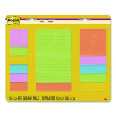 Super Sticky Pads In Energy Boost Colors, (11) Unruled, (2) Ruled, Assorted Sizes/Colors, 45 Sheets/Pad, 13 Pads/Pack