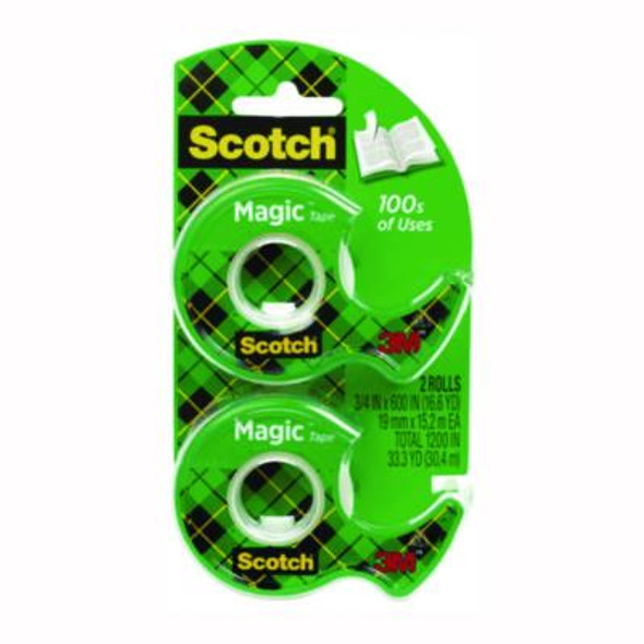 Magic Tape In Handheld Dispenser, 1" Core, 0.75" x 50 Ft, Clear, 2/Pack