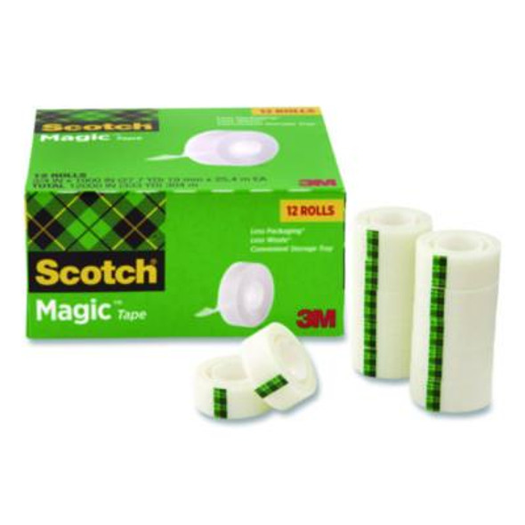 Magic Tape Cabinet Pack, 1" Core, 0.75" x 27.7 Yds, Clear, 12/Pack