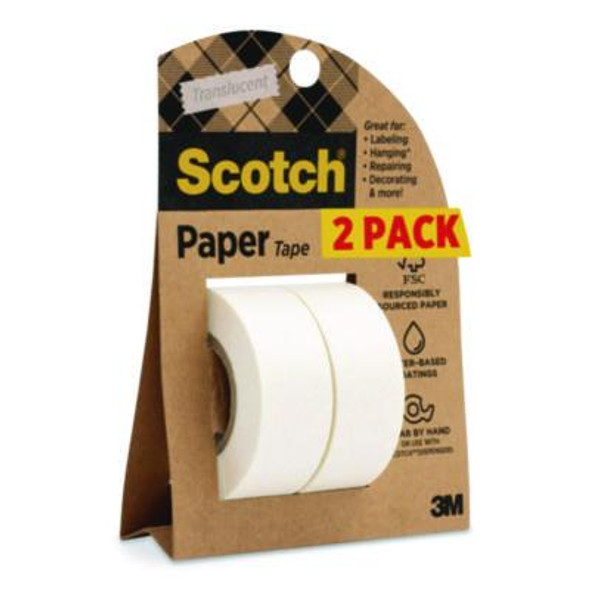 Paper Tape, 3/4" x 600", White, 2/Pack