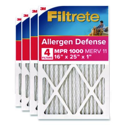 Allergen Defense Air Filter, Merv 11, Mpr 1000, 16 x 25, 4/Carton